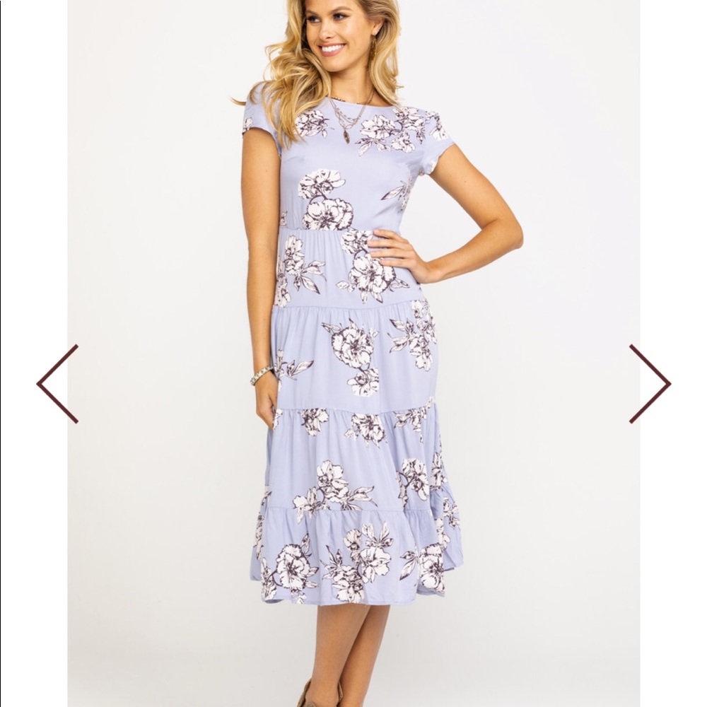 NEW • Free People • Rita Tiered Floral Midi Dress - Picture 2 of 7